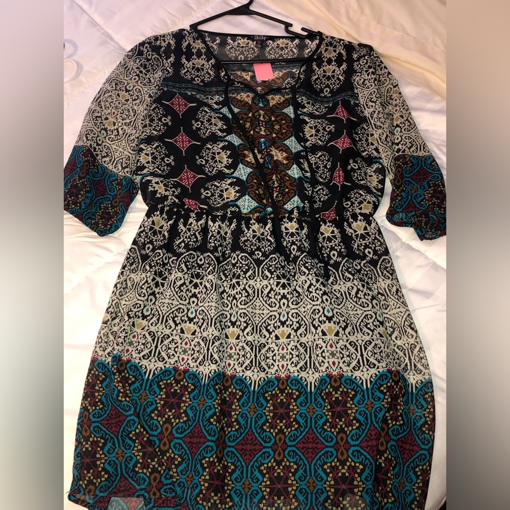 Aztec pattern mini dress.